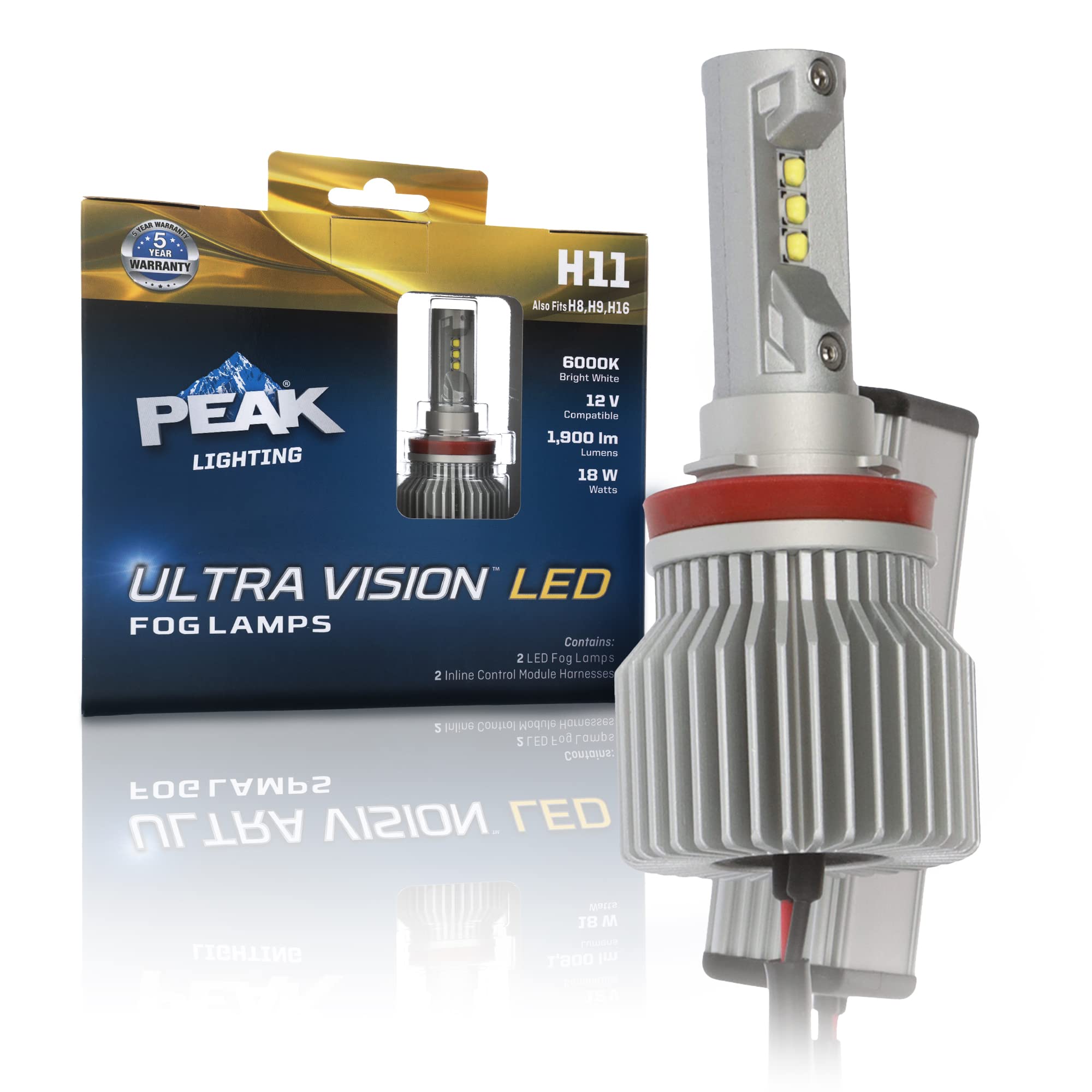 Amazon.com: PEAK H8/H11/H16 2-Pack Ultravision 6000K LED Fog